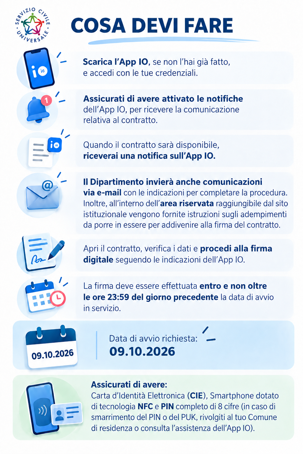 Istruzioni per la firma digitale del contratto di Servizio Civile Universale