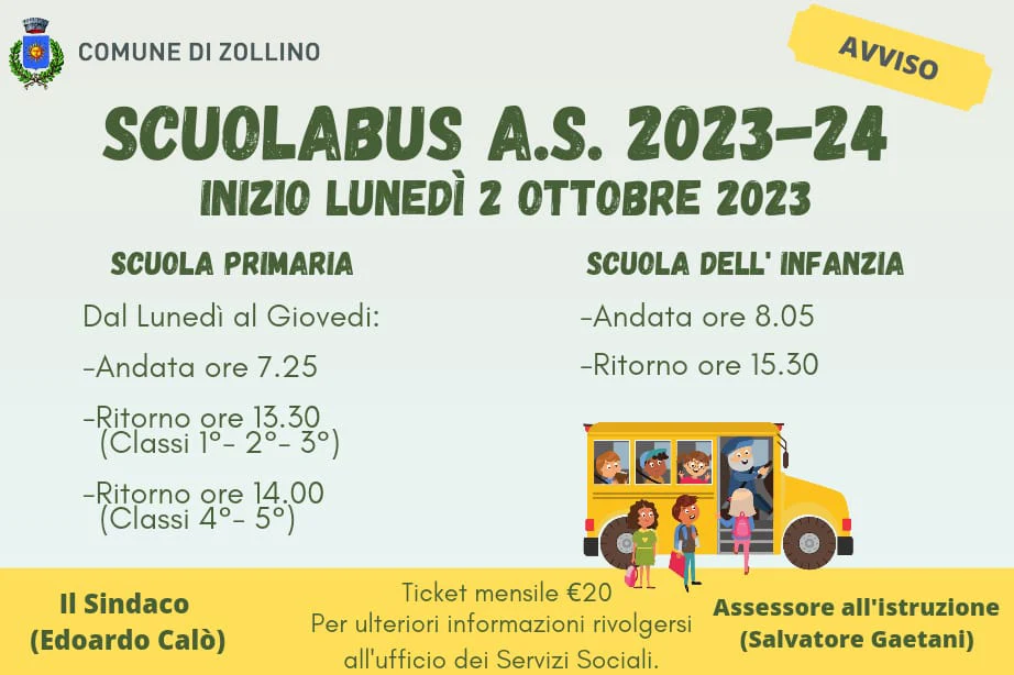 Orari scuolabus a.s. 2023-2024
